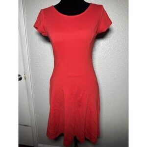 New York & Company Red Short Sleeve Fit & Flare Dress Women's Size XS Casual
